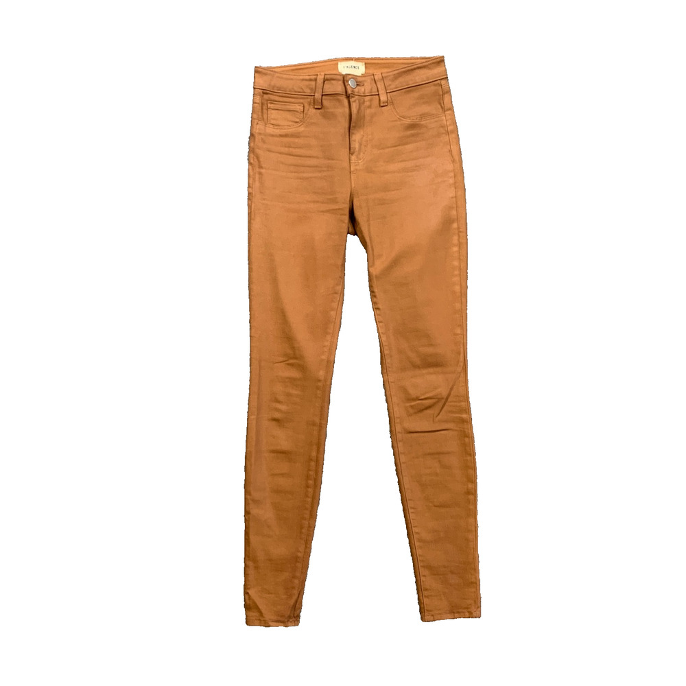 L'Agence Jeans Womens 26 Roasted Pecan Whiskered Coated Stretch Super Skinny